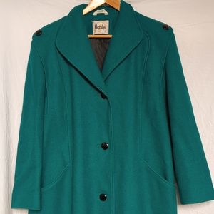 Niccolini coat vintage teal Blue green Trench Coat button up Classic jacket Med